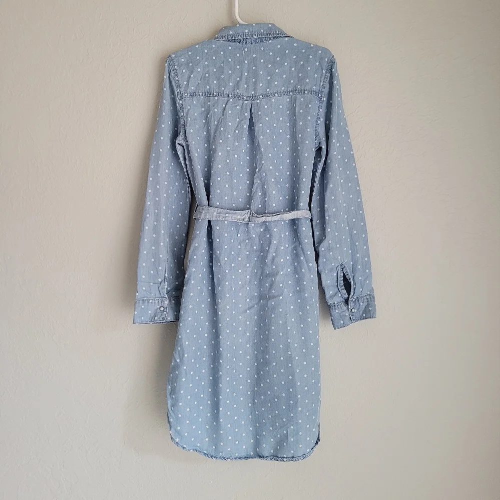 GB girls Polka Dot Shirt Dress, size Small, Blue & White - Picture 5 of 11